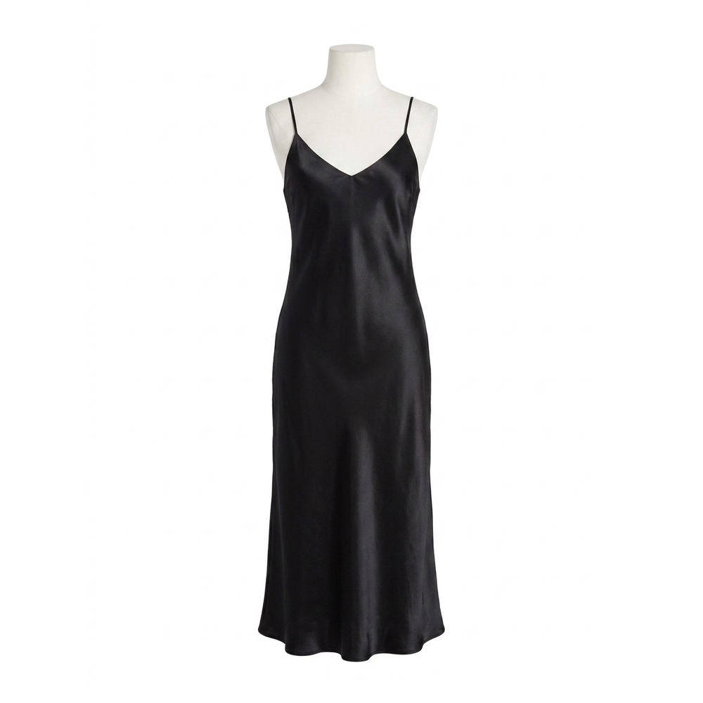 NEW L'AGENCE jodie silk slip dress in black